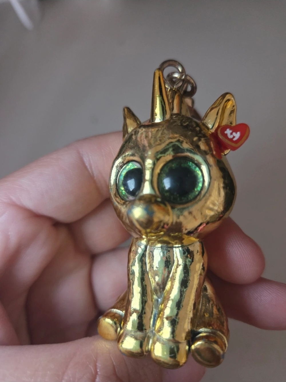 Gold Unicorn Ty Beanie Keychain - Picture 5 of 7